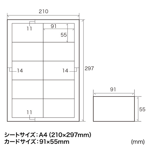 インクジェット名刺カード（超特厚・白・200カード） JP-MC12N サンワサプライ