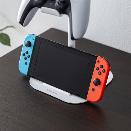 ゲームコントローラースタンド（ゲームパッドスタンド・ヘッドホンホルダー付き・ホワイト）JY-STN1W