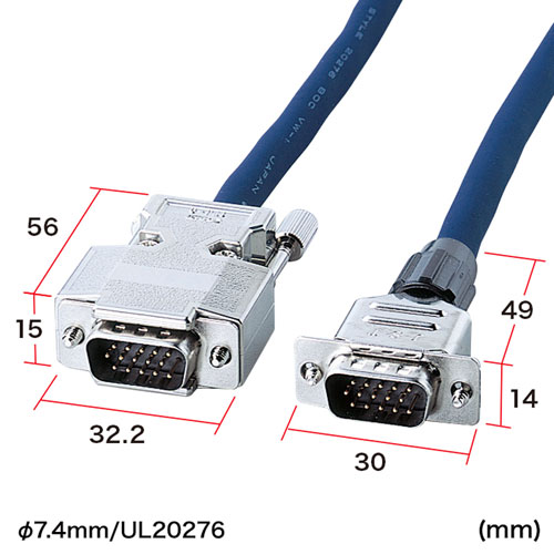 ディスプレイケーブル（複合同軸・アナログRGB・5m）