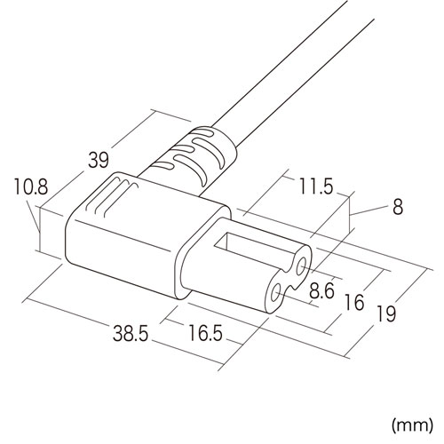 電源コード（2P・L型プラグ・1m・トラッキング火災予防・絶縁キャップ付き））