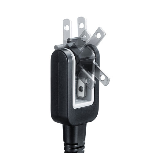 電源コード（メガネ型コネクタ対応・3m・12A・収納式プラグ・ブラック）