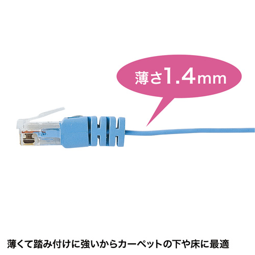 Cat6フラットLANケーブル（7m・ライトブルー）