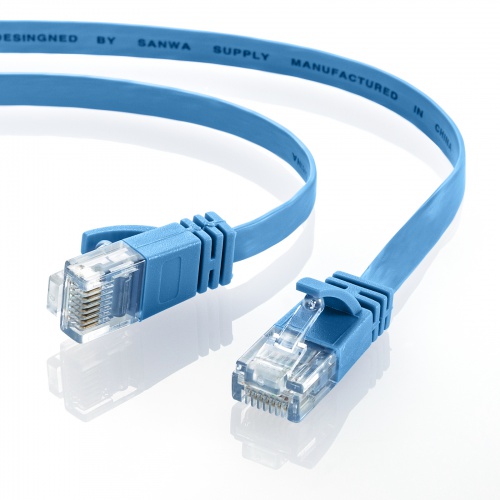 カテゴリ6AフラットLANケーブル（ブルー・1m）