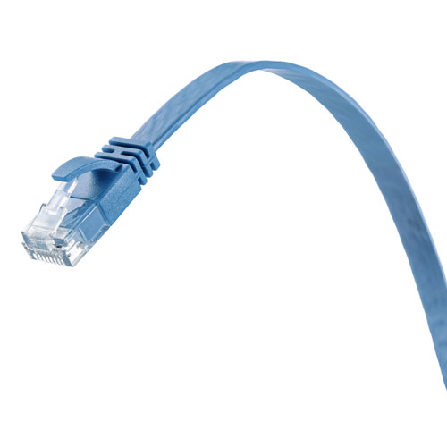 カテゴリ6AフラットLANケーブル（ブルー・20m・超フラット・高弾力PVC製ケーブル）