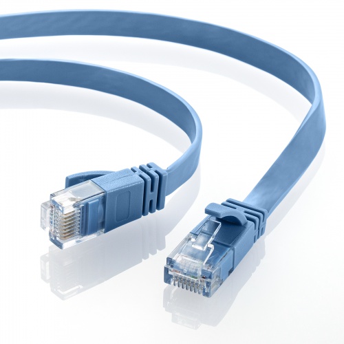 カテゴリ6AフラットLANケーブル（ブルー・15m・超フラット・高弾力PVC製ケーブル）