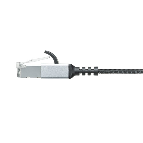 カテゴリ6AメッシュフラットLANケーブル（ブラック＆グレー・2m） KB-FL6AME-02BK