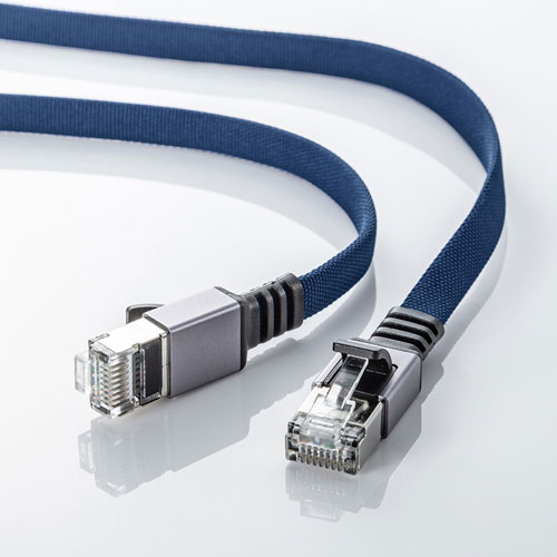 カテゴリ6AメッシュフラットLANケーブル（ブルー・10m）