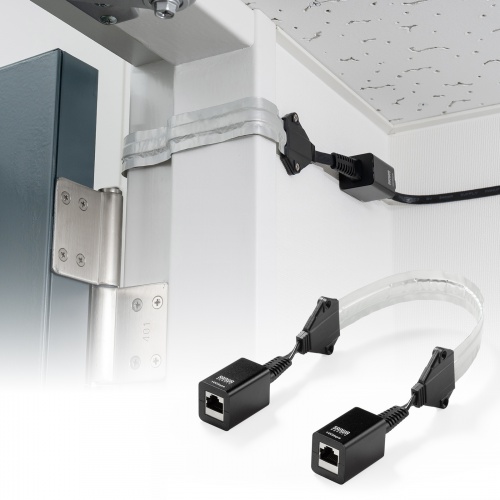 すきま用LANケーブル カテゴリ6A 44cm PoE対応 両面テープ 木ネジ 取付 窓 ドア フラットケーブル