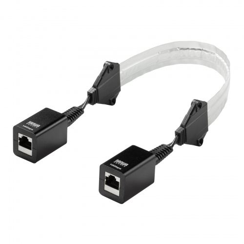 すきま用LANケーブル カテゴリ6A 44cm PoE対応 両面テープ 木ネジ 取付 窓 ドア フラットケーブル