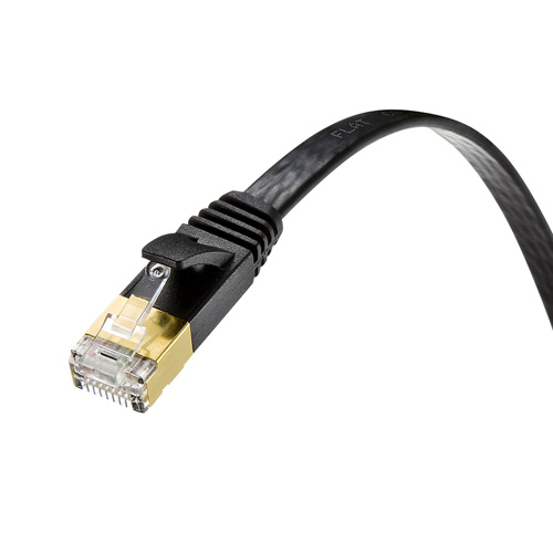 Cat 7 フラットLANケーブル（0.5m・ブラック）