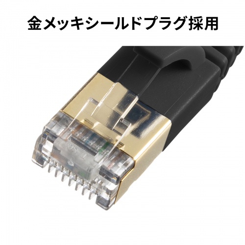 CAT7ウルトラフラットLANケーブル（0.5m・ブラック） サンワサプライ