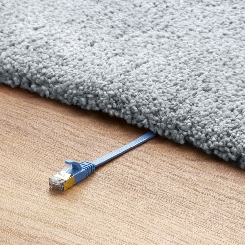 LANケーブル（CAT7・2m・フラット・薄型・カテ7・カテゴリ-7・10Gbps・STP・ブルー）