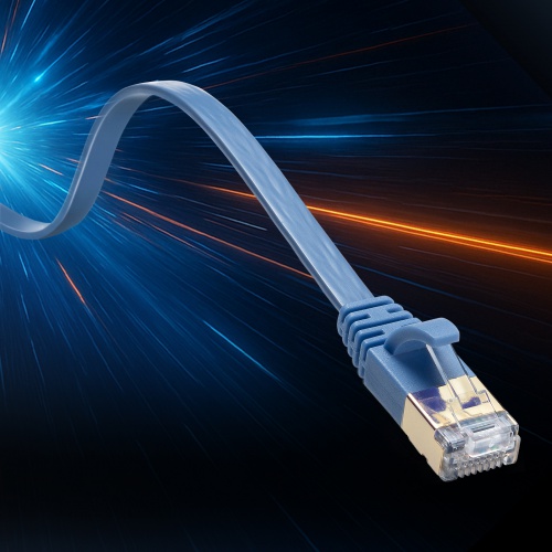 LANケーブル（CAT7・2m・フラット・薄型・カテ7・カテゴリ-7・10Gbps・STP・ブルー）