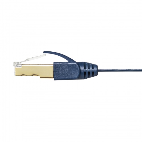 カテゴリ6Aハンダ産業用フラットLANケーブル（ツメ折れ防止カバー・ネイビーブルー・1m）