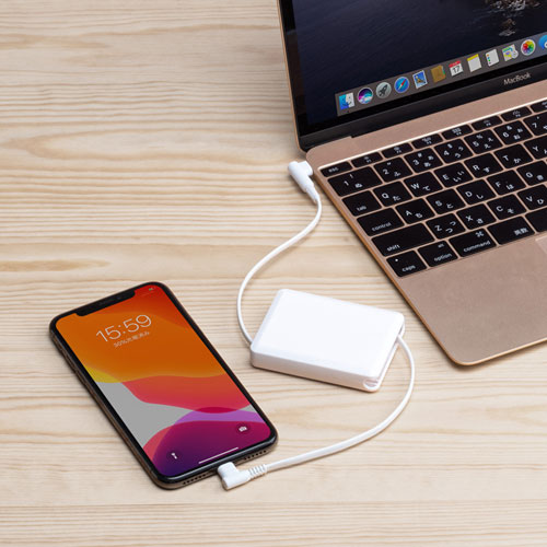 Lightning-TypeCケーブル（巻取り・1m・ホワイト）