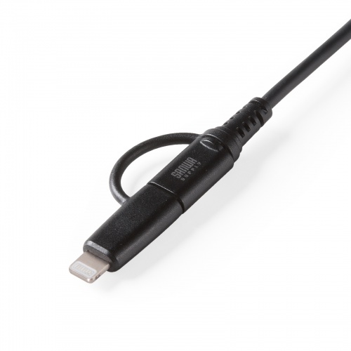 USB Type-Cケーブル（Lightning変換・2in1・PD60W対応・USB2.0・MFi認証品・iPhone16・iPhone14以前・データ転送・充電・1m・ブラック）