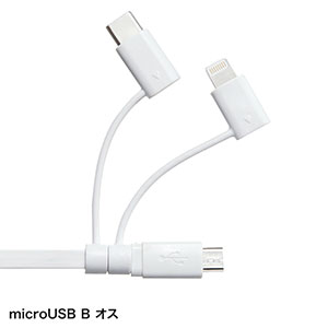 ライトニング・Type-C・microB ケーブル（巻取り・3in1・充電・データ通信・1本3役・3Way・1.2m）