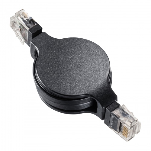 自動巻取りLANケーブル（カテゴリ5e・最大1.2m・ブラック）