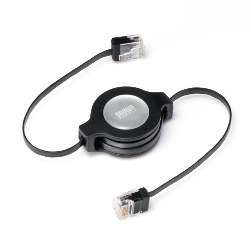 自動巻取りLANケーブル（カテゴリ5e・最大1.2m・ブラック）