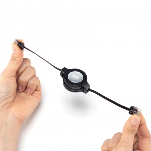 自動巻取りLANケーブル（カテゴリ5e・最大1.2m・ブラック）