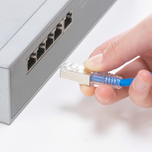 カテゴリ5e STP LANケーブル（0.5m・ツメ折れ防止コネクタ・スリム・やわらか・耐温度性・耐油性・耐UV性・難燃性・ブルー）