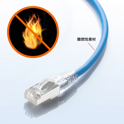 カテゴリ5e STP LANケーブル（0.5m・ツメ折れ防止コネクタ・スリム・やわらか・耐温度性・耐油性・耐UV性・難燃性・ブルー）