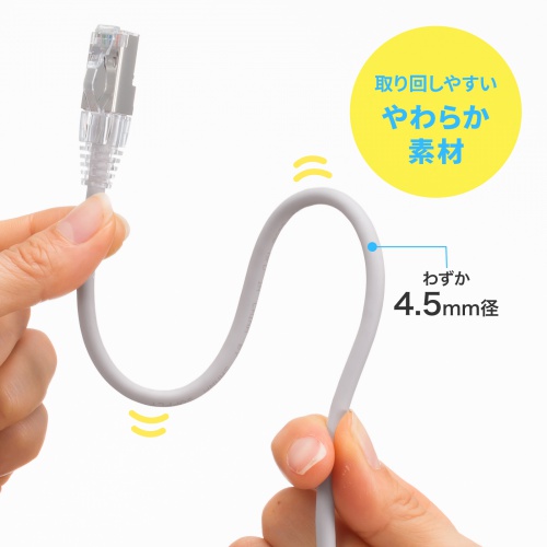 カテゴリ5e STP LANケーブル（1m・ツメ折れ防止コネクタ・スリム・やわらか・耐温度性・耐油性・耐UV性・難燃性・ホワイト）