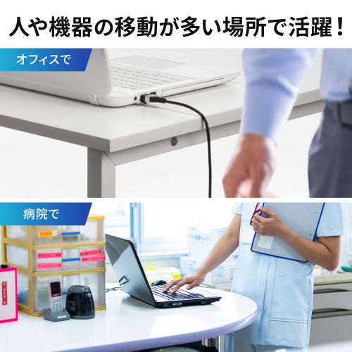 LANケーブル（カテゴリ6A・ブレイクアウェイ・片側マグネットコネクタ・スリム・10m）