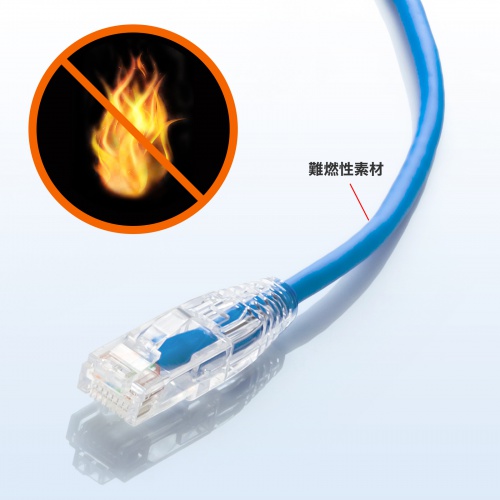 カテゴリ6ALANケーブル（への字ラッチ・1m・スリムケーブル・ツメ折れ防止・やわらかLANケーブル・10Gbps・より線・RJ45・ブルー） KB-SL6AYS-01BL サンワサプライ