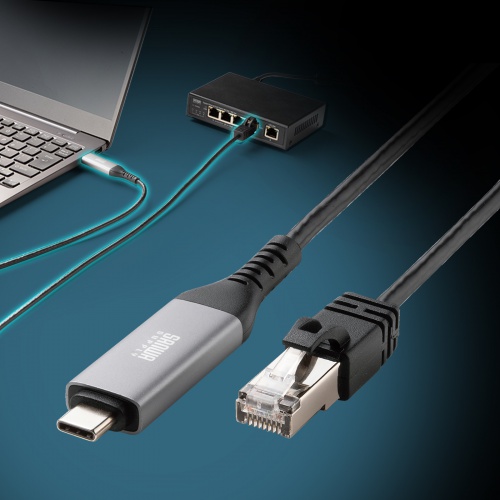 USB Type-C LAN変換ケーブル（カテゴリ6・1Gbps・ギガビット・C to LAN・MACアドレスパススルー対応・ビデオ通話・ゲーム・1m）