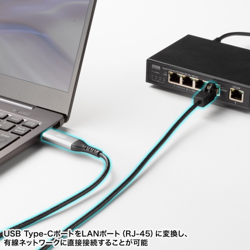 USB Type-C LAN変換ケーブル（カテゴリ6・1Gbps・ギガビット・C to LAN・MACアドレスパススルー対応・ビデオ通話・ゲーム・5m）
