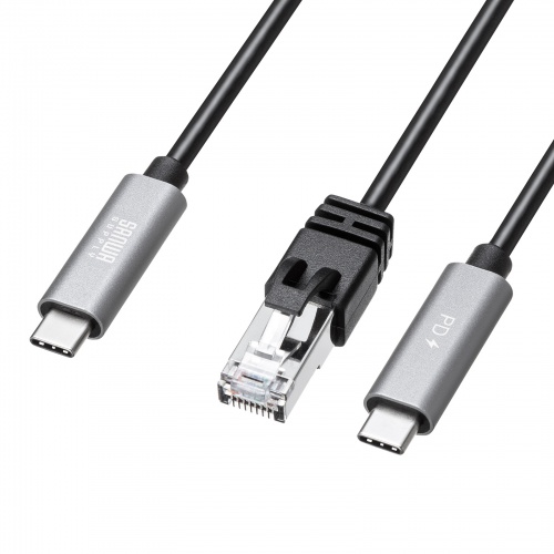 USB Type-C LAN変換ケーブル（PD100W充電・1m・カテゴリ6A・1Gbps・ギガビット C to LAN・MACアドレスパススルー対応・ビデオ通話・ゲーム）