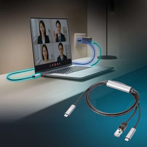 USB Type-C LAN変換ケーブル（PD100W充電・1m・カテゴリ6A・1Gbps・ギガビット C to LAN・MACアドレスパススルー対応・ビデオ通話・ゲーム）