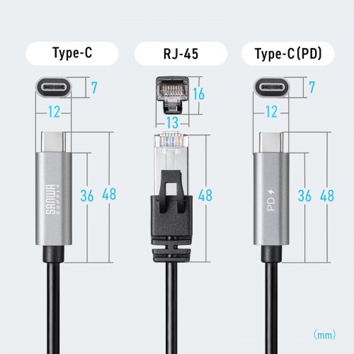 USB Type-C LAN変換ケーブル（PD100W充電・2m・カテゴリ6A・1Gbps・ギガビット・C to LAN・MACアドレスパススルー対応・ビデオ通話・ゲーム）