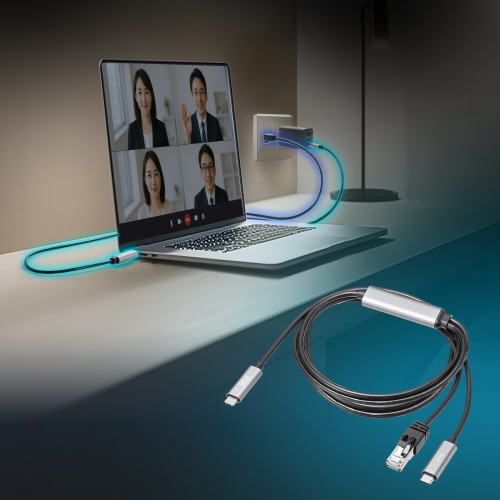 USB Type-C LAN変換ケーブル（PD100W充電・2m・カテゴリ6A・1Gbps・ギガビット・C to LAN・MACアドレスパススルー対応・ビデオ通話・ゲーム）