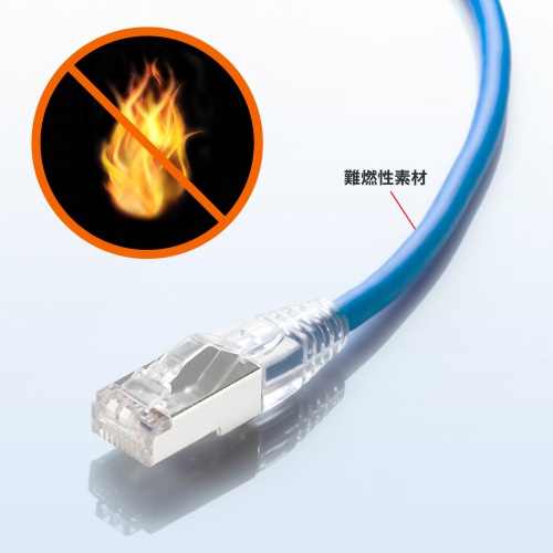 カテゴリ7LANケーブル（への字ラッチ・2m・スリムケーブル・ツメ折れ防止・やわらかLANケーブル・10Gbps・より線・RJ45・ブルー） KB-SL7YS-02BL サンワサプライ