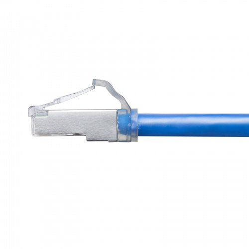 カテゴリ6A STP LANケーブル（超ショートブーツ・ツメ折れ防止カバー・CAT6A・ブルー・25cm）