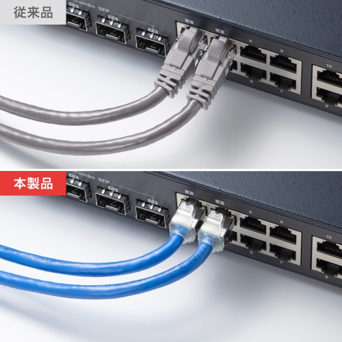 カテゴリ6A STP LANケーブル（超ショートブーツ・ツメ折れ防止カバー・CAT6A・ブルー・25cm）