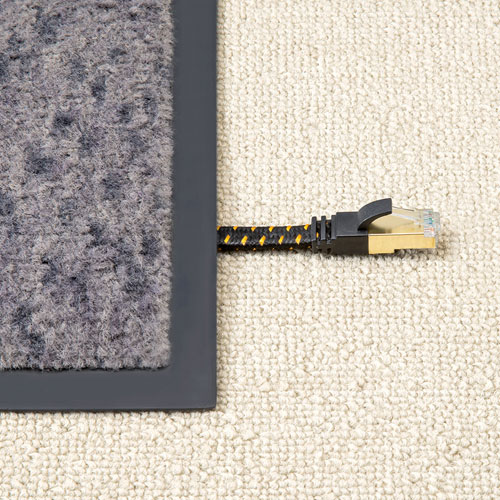 LANケーブル（CAT8・メッシュ・フラット・ブラック・40Gbps・より線・STP・0.5m）KB-T8MEFL-005BK サンワサプライ