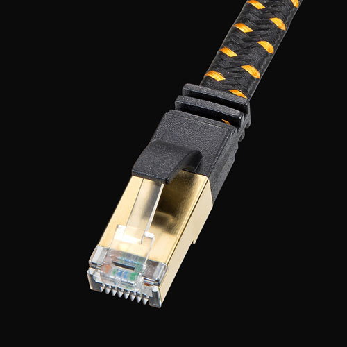 LANケーブル（CAT8・メッシュ・フラット・ブラック・40Gbps・より線・STP・0.5m）KB-T8MEFL-005BK サンワサプライ