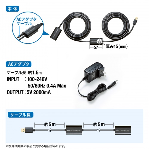USB延長アクティブリピーターケーブル（10m・USB3.0） KB-USB-R310