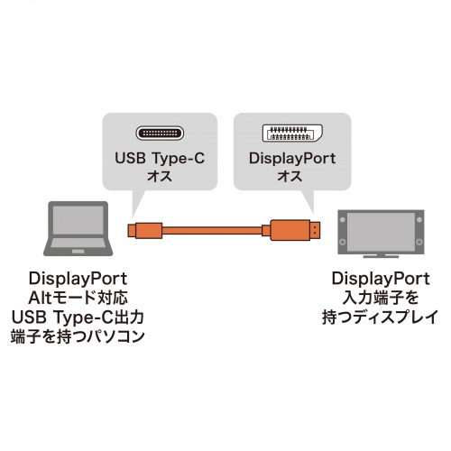 TypeC-DisplayPort変換ケーブル（4K/60Hz対応・ブラック・1m）KC-ALCDP10K