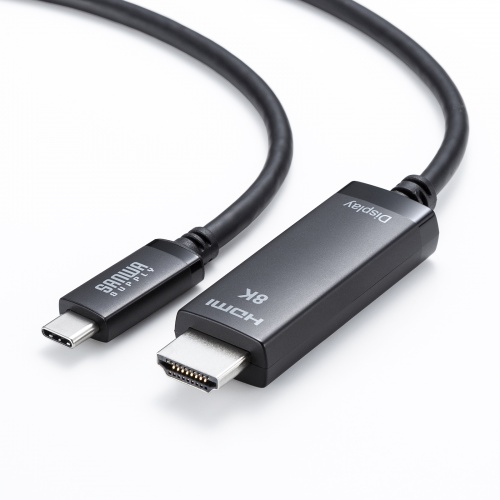 USB Type-C To HDMI 変換ケーブル（8K/60Hz・4K/144Hz・MacBook・iPad・TV・ブラック・2m） KC-ALCHD8K20 サンワサプライ