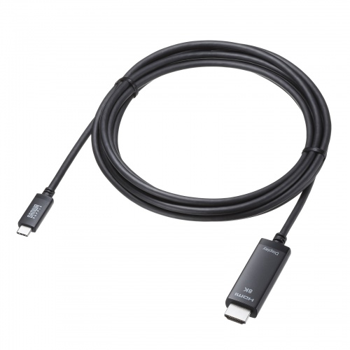 USB Type-C To HDMI 変換ケーブル（8K/60Hz・4K/144Hz・MacBook・iPad・TV・ブラック・3m） KC-ALCHD8K30 サンワサプライ