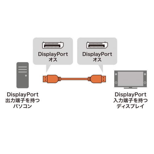 DisplayPortケーブル（1m・ver.2.1・最大16K60Hz(DSC圧縮時/UHBR13.5)・HDR動的メタデータ対応・HDCP2.2/1.4対応・ツイストペア線使用・DP80）