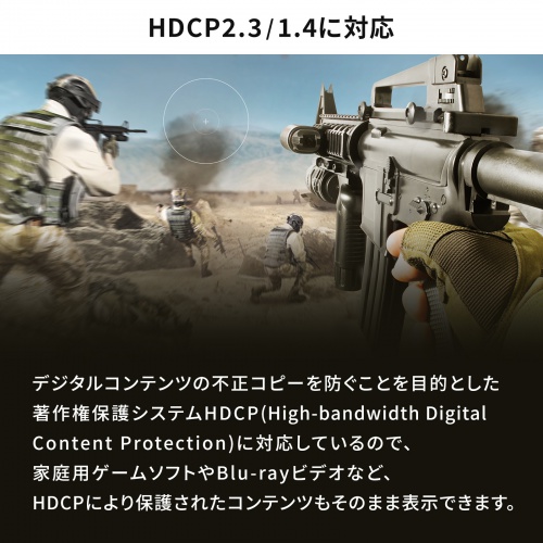 DisplayPortケーブル（1m・ver.2.1・最大16K60Hz(DSC圧縮時/UHBR13.5)・HDR動的メタデータ対応・HDCP2.2/1.4対応・ツイストペア線使用・DP80）