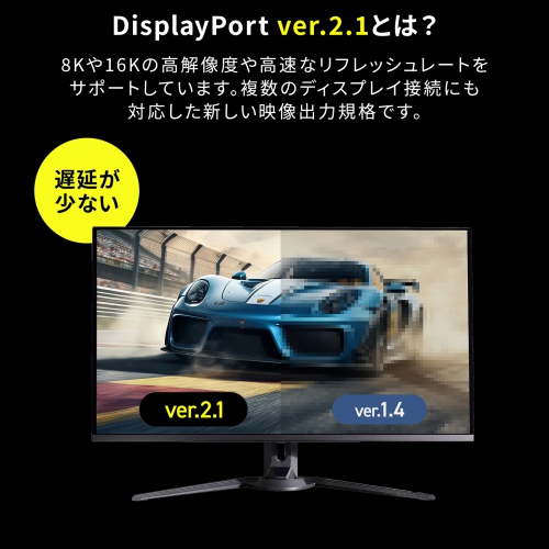 DisplayPortケーブル（ver.2.1・VESA認証取得・UHBR20対応・ディスプレイストリーム圧縮・最大16K120Hz対応・2m・DP80）