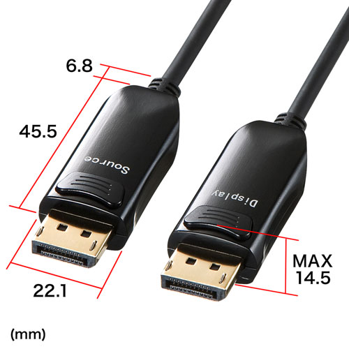 DIsplayPort光ファイバケーブル 15m KC-DPFB150 DisplayPortケーブル（15m・光ファイバ・おすすめ・ブラック
