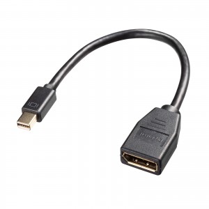 Mini DisplayPort変換ケーブル（15cm・DisplayPortメス変換・4K/60Hz対応・映像出力・音声出力・DPCP・HDCP）