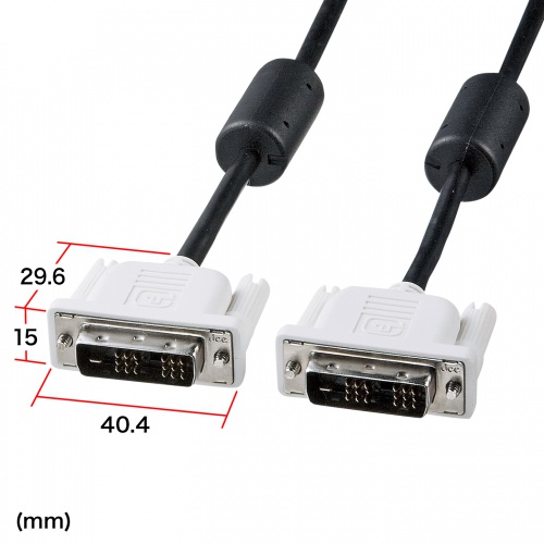 極細ケーブルで取り回しがスッキリのスリムDVIシングルリンクケーブル（1.5m） サンワサプライ